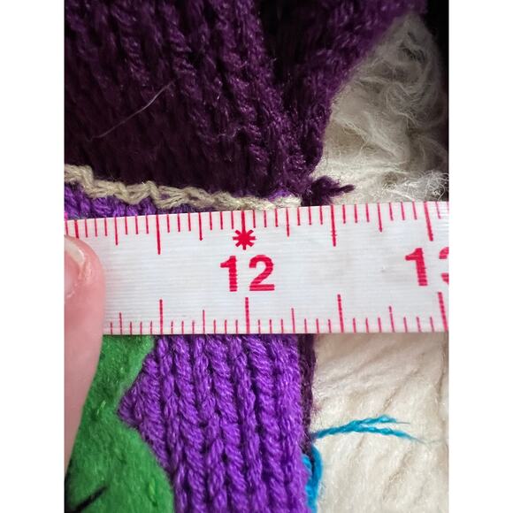 Handmade Peru Alpaca Llama Bird Knit Sweater Hoodie 2T 3T Purple Bright Colors - Picture 8 of 10